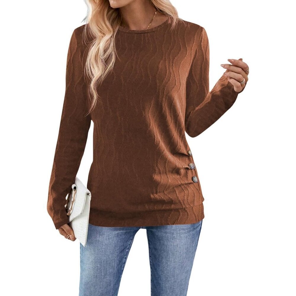 Women's Long Sleeve T Shirt Polyester Spandex Casual Business Tunic Large